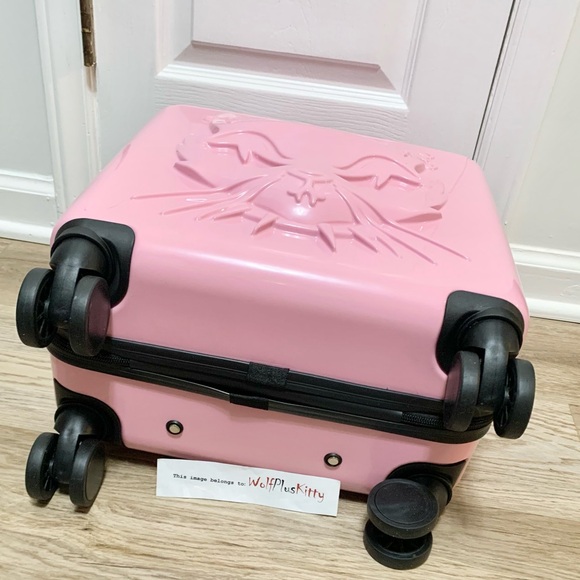 Dolls home pink punk positive Cattitude rolling travel bag NEW - Picture 5 of 10